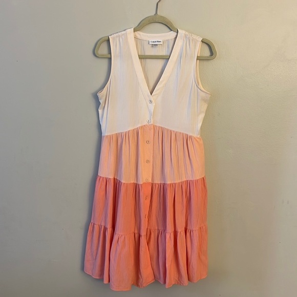 Calvin Klein Dresses & Skirts - Calvin Klein Dress Rayon Ombre Orange Coral size 4